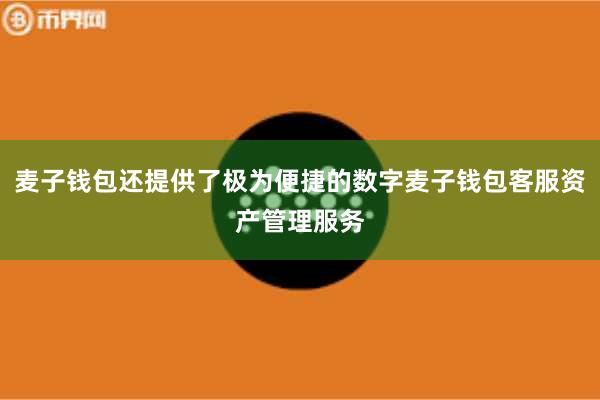 麦子钱包还提供了极为便捷的数字麦子钱包客服资产管理服务
